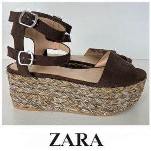 Zara Dark Brown Espadrille Wedges